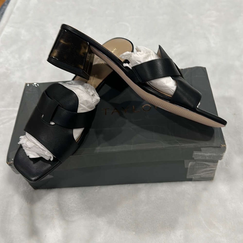 Ann Taylor leather strap block heel sandal- missy size 9